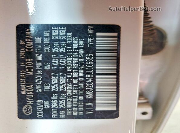 KM8J2CA48LU166356 2020 HYUNDAI TUCSON Белый Вид подкапотного пространства
