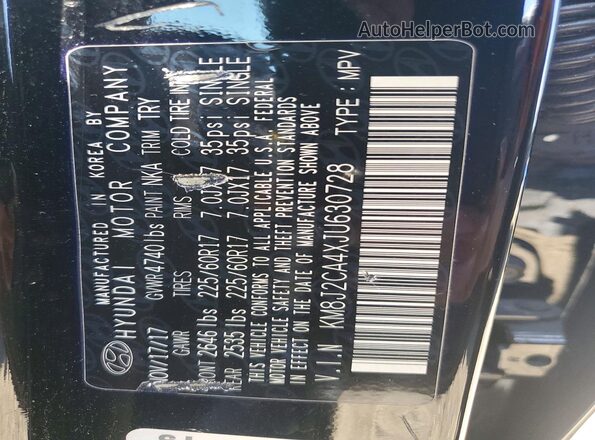 KM8J2CA4XJU630728 2018 HYUNDAI TUCSON Black Вид підкапотного простору