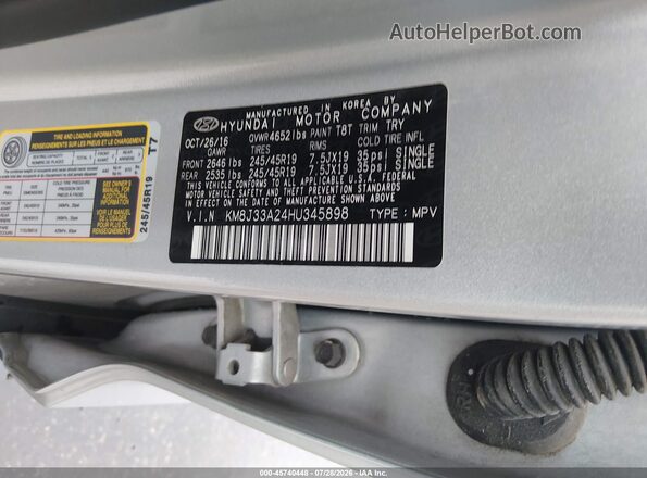 KM8J33A24HU345898 2017 HYUNDAI TUCSON Silver Engine compartment view