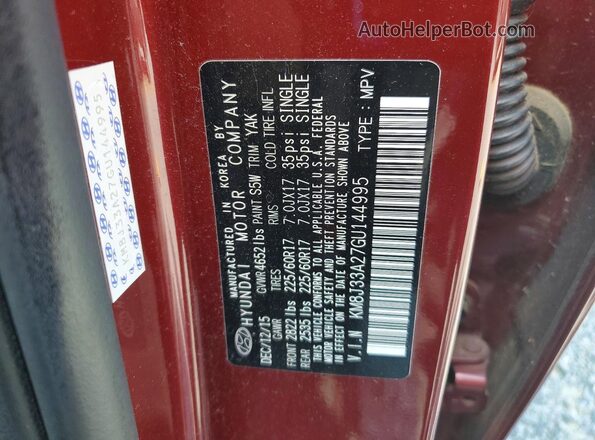 KM8J33A27GU144995 2016 HYUNDAI TUCSON Burgundy VIN կոդի պիտակի տեսք