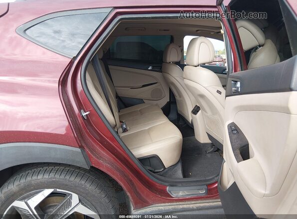 KM8J33A2XGU159698 2016 HYUNDAI TUCSON Burgundy Vista de la etiqueta del VIN