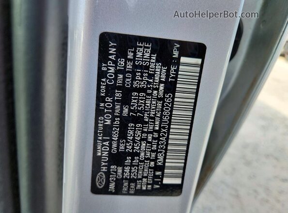 KM8J33A2XJU680265 2018 HYUNDAI TUCSON Silver Շարժիչի բաժամունքի տեսք