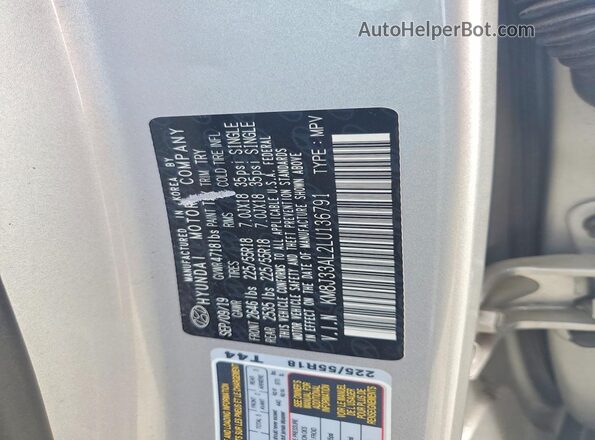 KM8J33AL2LU136791 2020 HYUNDAI TUCSON Silver Engine compartment view