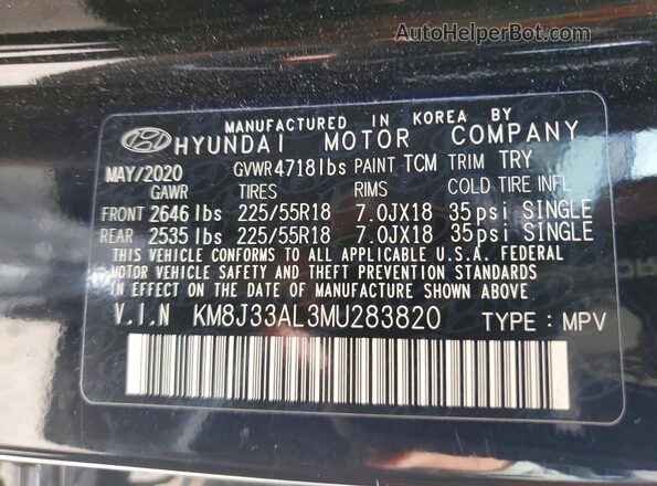 KM8J33AL3MU283820 2021 HYUNDAI TUCSON Black სალონის 360-გრადუსიანი ხედი