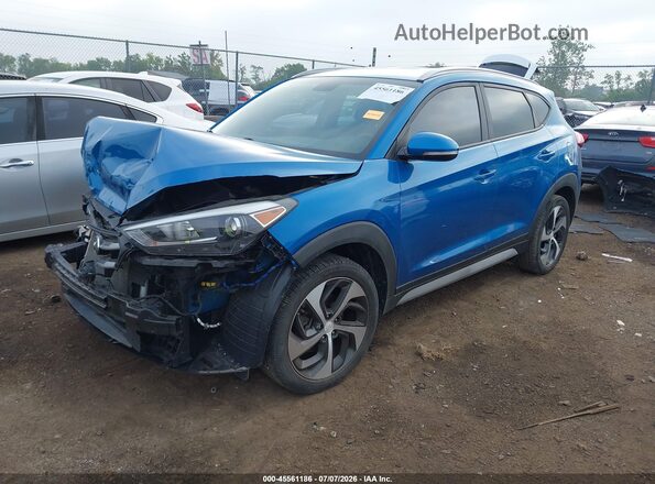 KM8J33ALXJU822901 2018 HYUNDAI TUCSON Blue წინა მარცხენა ხედი სამი მეოთხედიდან