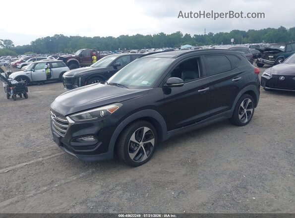 KM8J3CA23GU070281 2016 HYUNDAI TUCSON Black Առջևի ձախ երեք քառորդ տեսարան