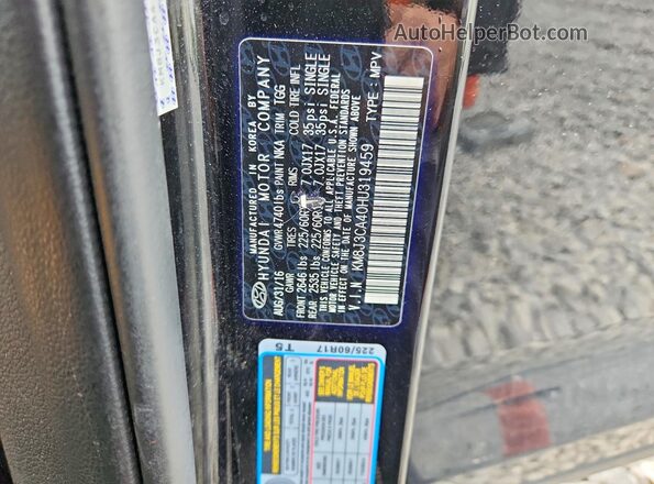 KM8J3CA40HU319459 2017 HYUNDAI TUCSON Черный Вид подкапотного пространства