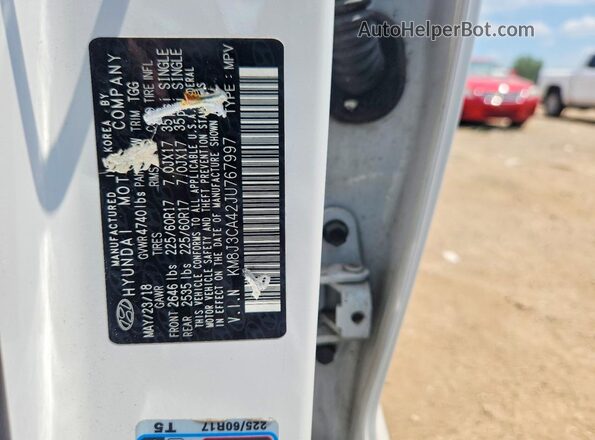 KM8J3CA42JU767997 2018 HYUNDAI TUCSON White Vista del compartimento del motor