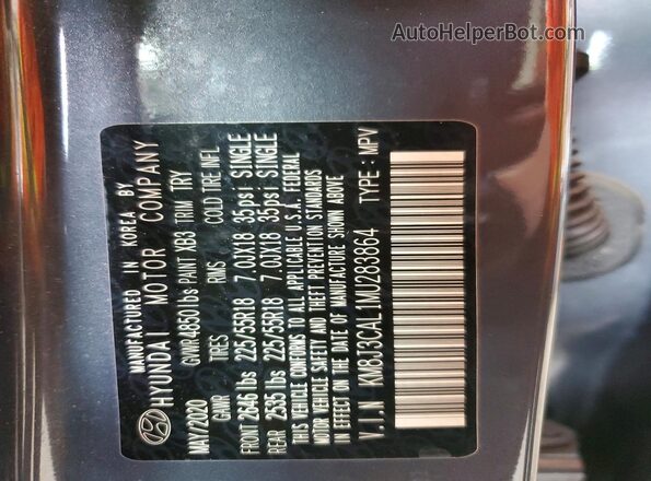 KM8J3CAL1MU283864 2021 HYUNDAI TUCSON Угольный Вид наклейки с VIN-кодом