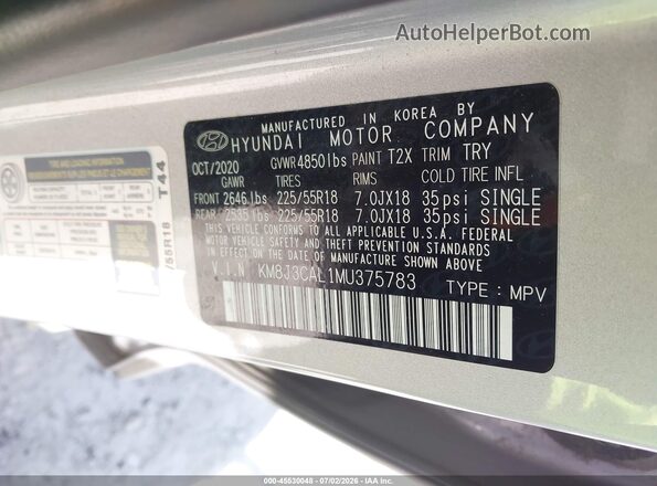 KM8J3CAL1MU375783 2021 HYUNDAI TUCSON Серебряный Вид подкапотного пространства
