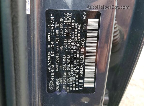 KM8J3CAL9MU384408 2021 HYUNDAI TUCSON Gray სალონის 360-გრადუსიანი ხედი