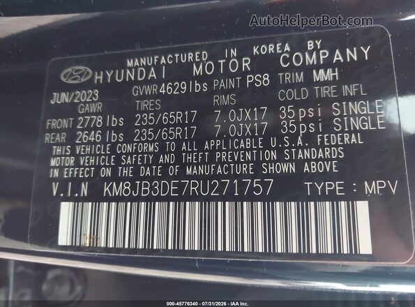 KM8JB3DE7RU271757 2024 HYUNDAI TUCSON Navy Engine compartment view