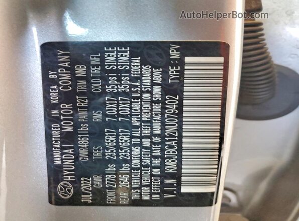 KM8JBCA12NU079402 2020 HYUNDAI TUCSON Silver Widok wnętrza 360 stopni