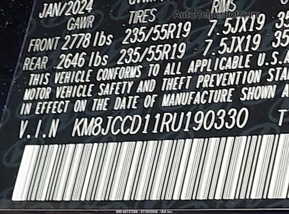 KM8JCCD11RU190330 2024 HYUNDAI TUCSON HYBRID Black Вид підкапотного простору