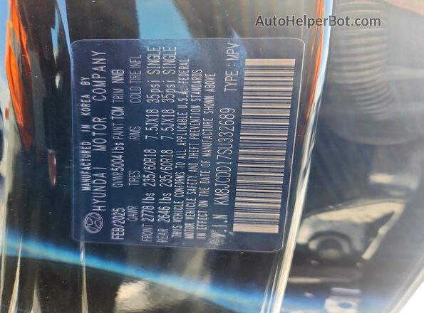 KM8JCDD17SU332689 2025 HYUNDAI TUCSON Black Widok naklejki z numerem VIN