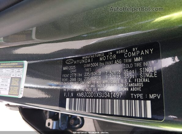 KM8JCDD1XSU341497 2025 HYUNDAI TUCSON HYBRID Gray Vista del compartimento del motor