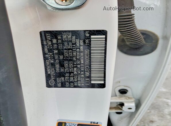 KM8JECA16NU083380 2022 HYUNDAI TUCSON White Вид підкапотного простору