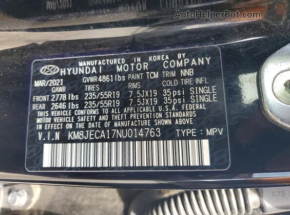KM8JECA17NU014763 2022 HYUNDAI TUCSON Black Vista del compartimento del motor