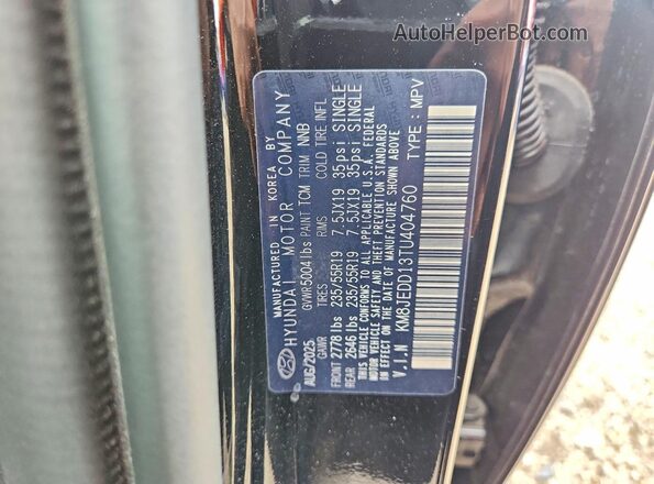 KM8JEDD13TU404760 2026 HYUNDAI TUCSON Black Vista de la etiqueta del VIN