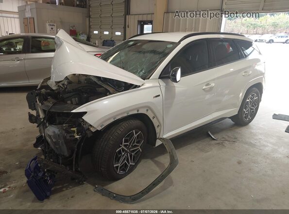 KM8JF3AE4NU115436 2022 HYUNDAI TUCSON White წინა მარცხენა ხედი სამი მეოთხედიდან