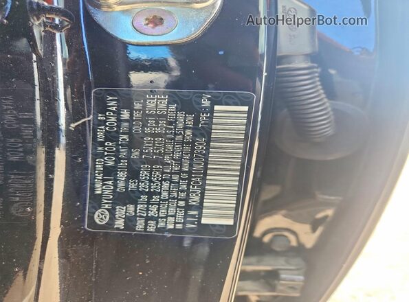 KM8JFCA11NU073904 2022 HYUNDAI TUCSON Black Vista de la etiqueta del VIN
