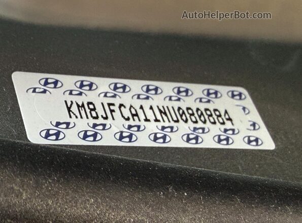 KM8JFCA11NU080884 2022 HYUNDAI TUCSON Silver VIN sticker view