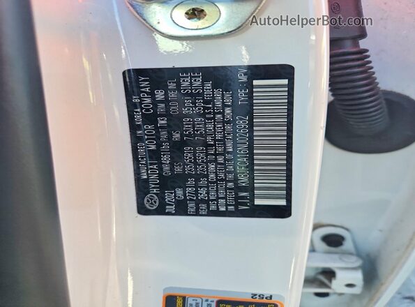 KM8JFCA16NU026982 2022 HYUNDAI TUCSON White VIN sticker view