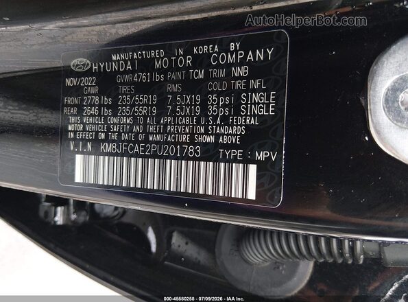 KM8JFCAE2PU201783 2023 HYUNDAI TUCSON Black Widok komory silnika