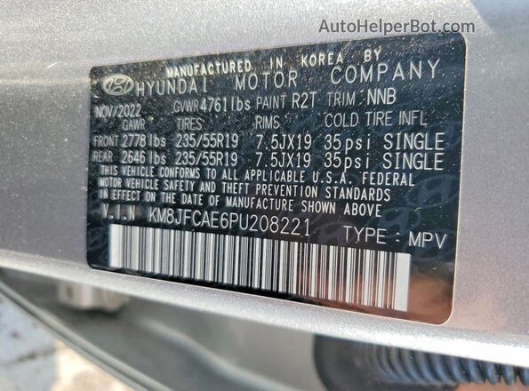 KM8JFCAE6PU208221 2023 HYUNDAI TUCSON Silver VIN կոդի պիտակի տեսք
