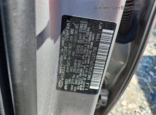 KM8JFDA22PU126756 2023 HYUNDAI TUCSON Gray Widok naklejki z numerem VIN
