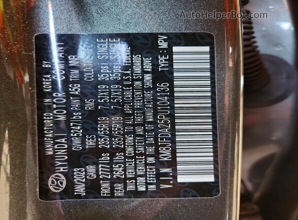 KM8JFDA25PU104136 2023 HYUNDAI TUCSON Black Vista de la etiqueta del VIN