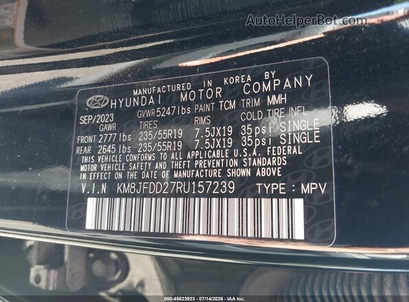KM8JFDD27RU157239 2024 HYUNDAI TUCSON PLUG-IN HYBRID Черный Вид подкапотного пространства