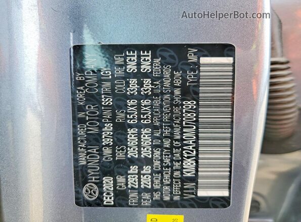 KM8K12AA0MU708798 2021 HYUNDAI KONA Gray VIN sticker view