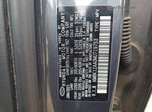 KM8K12AA0MU719753 2021 HYUNDAI KONA Gray Вид підкапотного простору