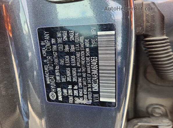 KM8K12AA3MU604063 2021 HYUNDAI KONA Gray Widok naklejki z numerem VIN