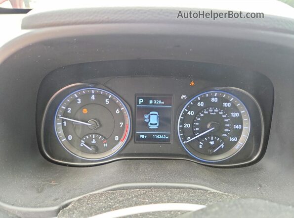 KM8K12AA8LU471332 2020 HYUNDAI KONA Red ხელსაწყოთა პანელის ხედი