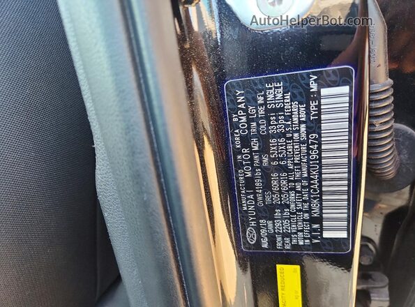 KM8K1CAA4KU196479 2019 HYUNDAI KONA Black VIN կոդի պիտակի տեսք