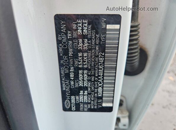 KM8K1CAA4MU674872 2021 HYUNDAI KONA White სალონის 360-გრადუსიანი ხედი