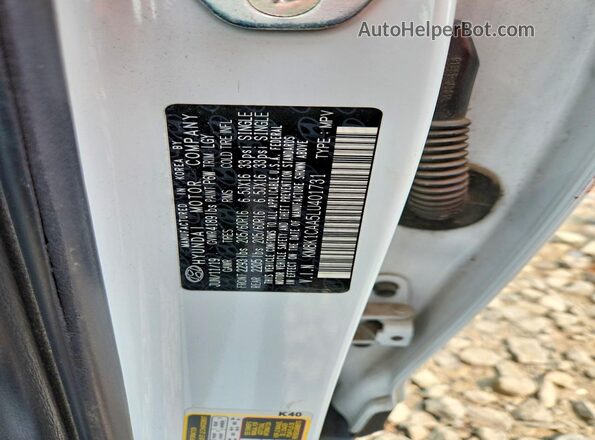 KM8K1CAA5LU401731 2020 HYUNDAI KONA White Սալոնի 360 աստիճան տեսք
