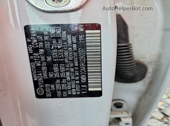 KM8K1CAA9KU280197 2019 HYUNDAI KONA White Widok naklejki z numerem VIN