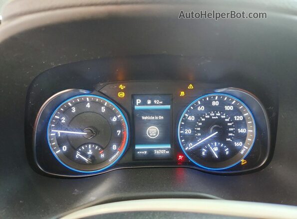 KM8K22AA2MU694240 2021 HYUNDAI KONA Gray Widok zestawu wskaźników