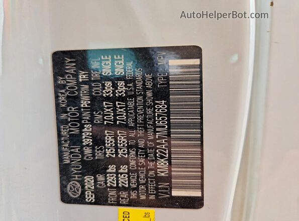 KM8K22AA7MU657684 2021 HYUNDAI KONA White 360 interior view