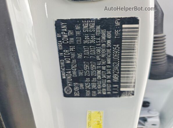 KM8K23AG2LU069054 2020 HYUNDAI KONA White 