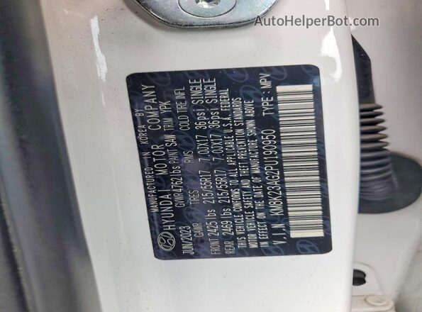 KM8K23AG2PU190950 2023 HYUNDAI KONA White Вид наклейки з VIN-кодом