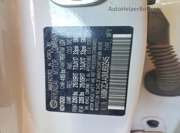 KM8K2CAA0MU692945 2021 HYUNDAI KONA White VIN կոդի պիտակի տեսք