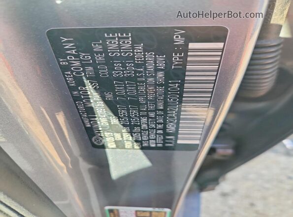KM8K2CAA2LU501041 2020 HYUNDAI KONA Gray VIN sticker view