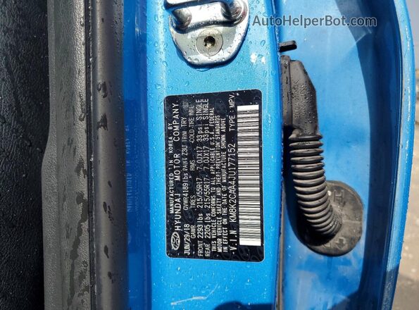 KM8K2CAA4JU177152 2018 HYUNDAI KONA Blue Widok wnętrza 360 stopni