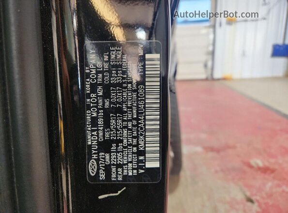 KM8K2CAA4LU461089 2020 HYUNDAI KONA Black Вид наклейки з VIN-кодом