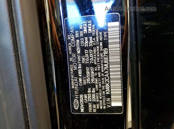 KM8K2CAA7MU687189 2021 HYUNDAI KONA Black VIN sticker view
