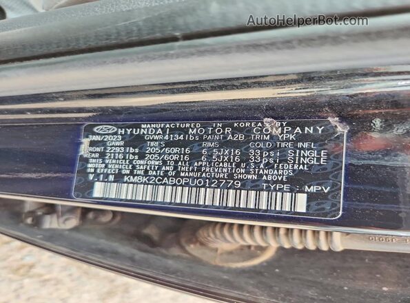 KM8K2CAB0PU012779 2023 HYUNDAI KONA Black Engine compartment view